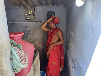 Supah-torrid Desi teenage couple gets supah-mischievous in Indian bathroom