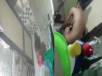 Look forward this hot teen sweeping get naked around a catch bathtub plus spy in