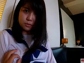 Mao Saka, a young and inexperienced Asian, gets fingered and toyed beside climax
